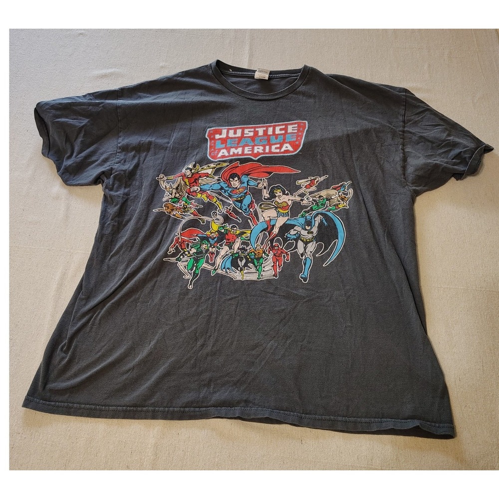 DC Originals Justice League of America‎ Graphic T-Shirt Mens XL Charcoal Gray V